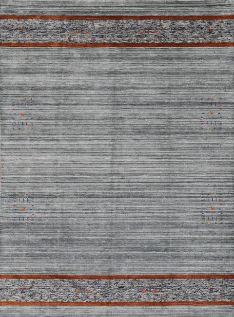 Slate Silk Gabbeh Indian Area Rug 8x10