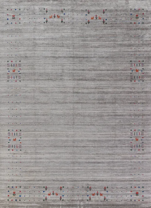 Striped Silk Gabbeh Indian Area Rug 8x10