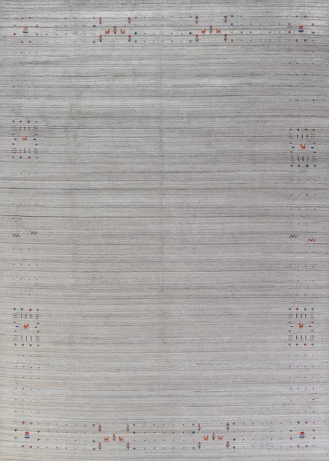Handmade Silver Wool Gabbeh Indian Area Rug 9x12