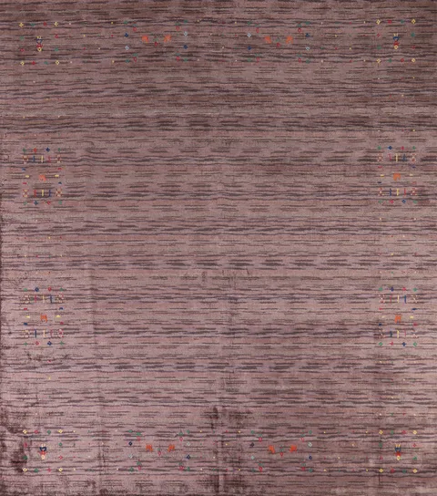 Striped Wool Gabbeh Indian Square Rug 8x8