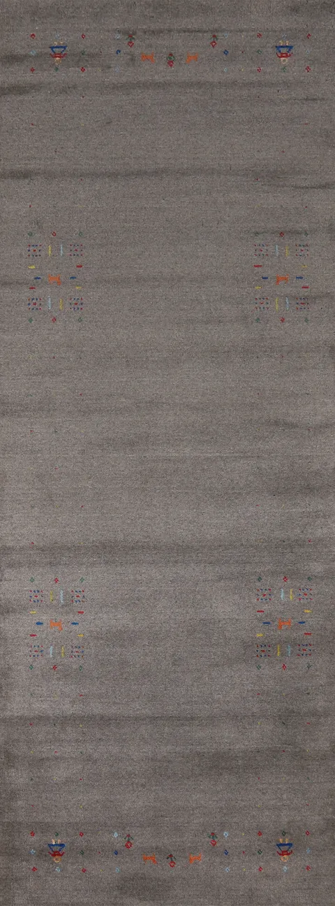Tribal Gray Gabbeh Indian Runner Rug 3x10