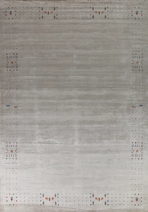 Silver Gray Wool Gabbeh Indian Area Rug 9x12