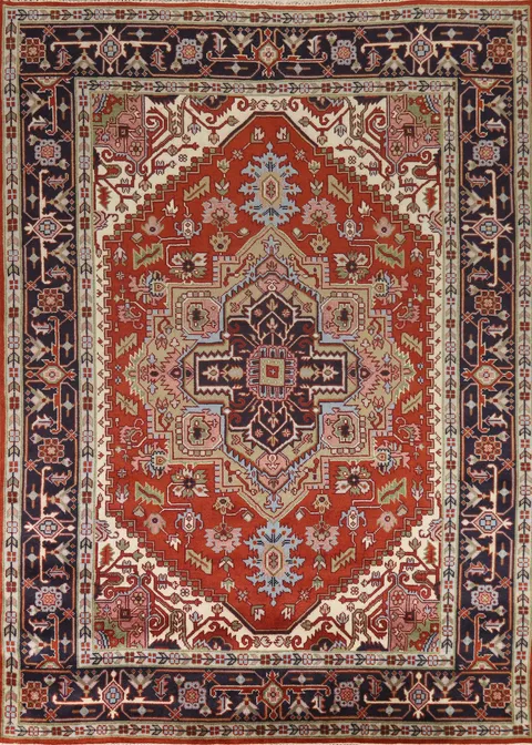 Geometric Heriz Serapi Indian Area Rug 9x12
