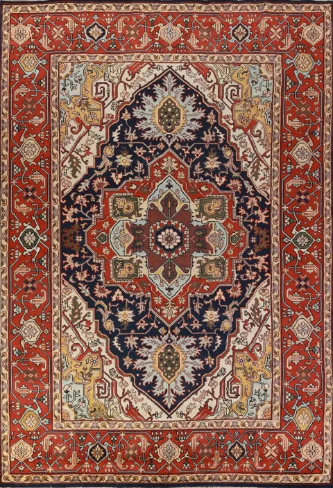 Geometric Heriz Serapi Indian Large Rug 10x14
