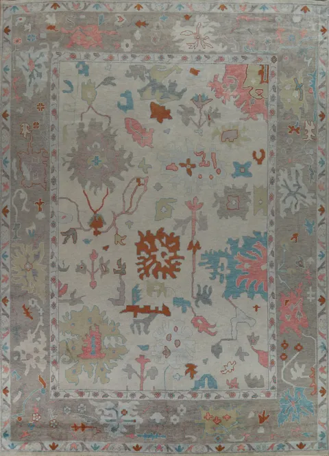 Handmade Floral Oushak Indian Large Rug 12x15