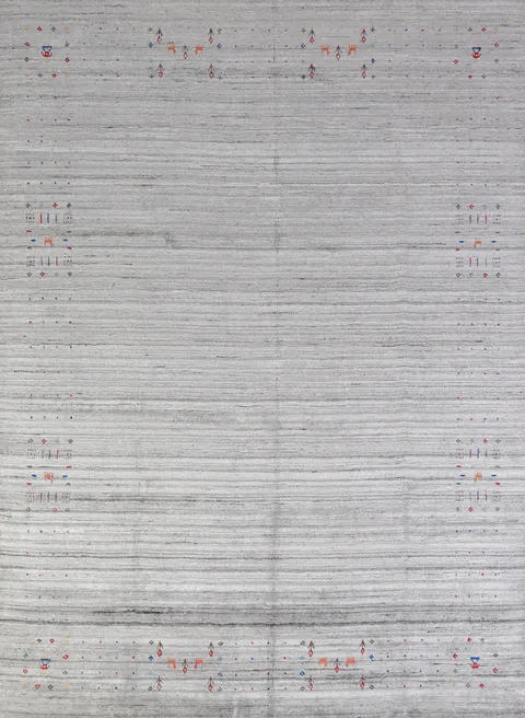 Silver Gray Tribal Gabbeh Indian Area Rug 8x10