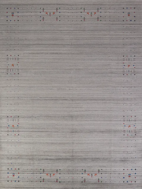 Silver Gray Striped Gabbeh Indian Area Rug 8x10