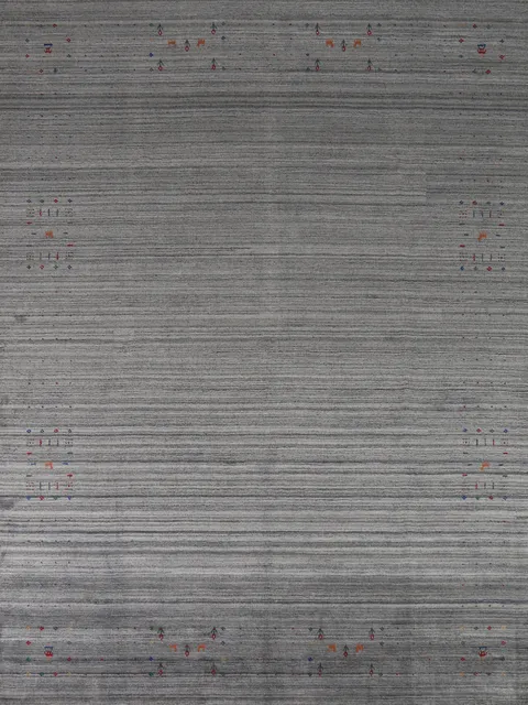 Striped Gray Wool Gabbeh Indian Area Rug 8x10