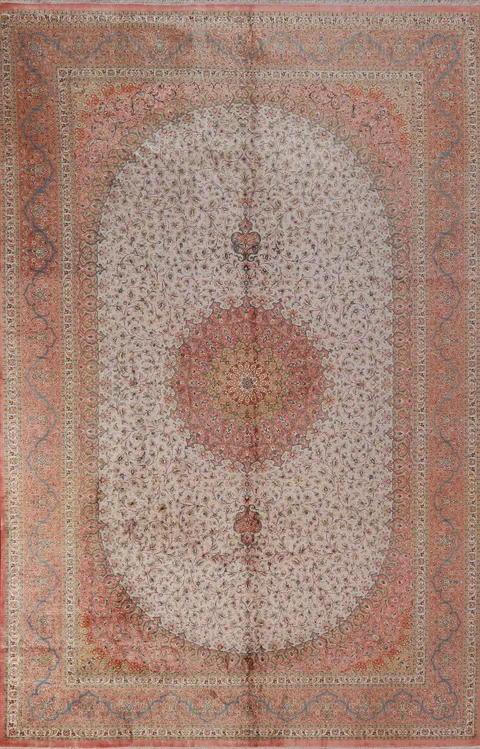 100% Silk Qum Signed Persian Area Rug 6x10