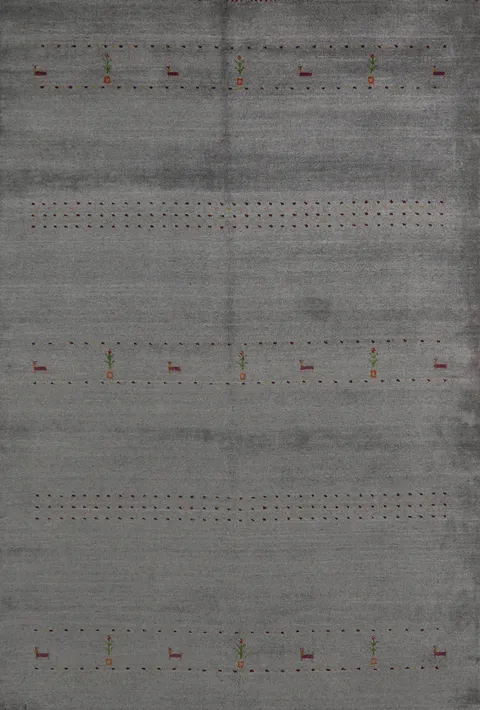 Tribal Gray Gabbeh Indian Area Rug 5x8