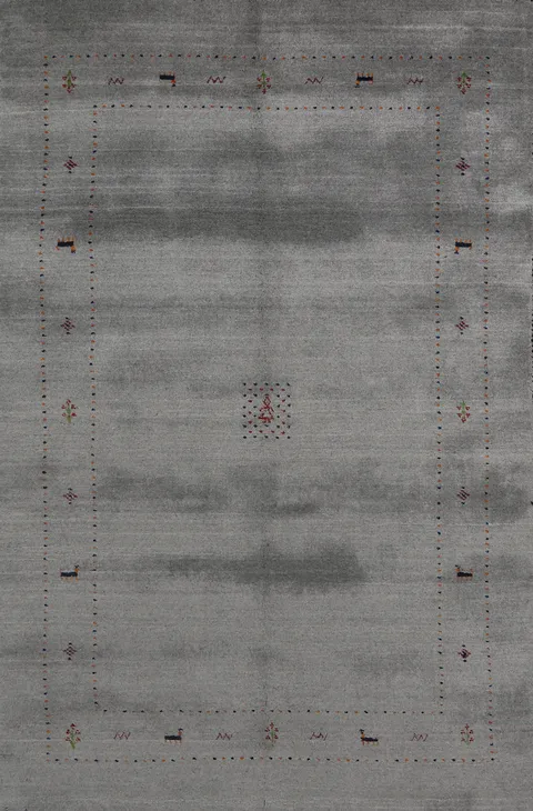 Gray Wool Tribal Gabbeh Indian Area Rug 5x8