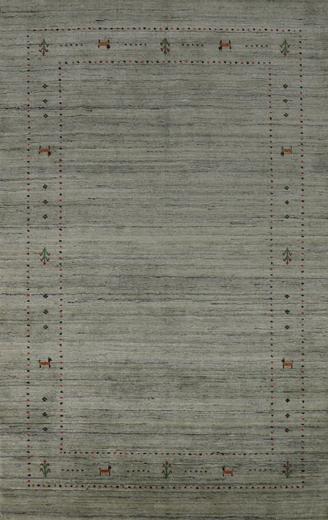 Wool Gabbeh Indian Area Rug 5x8