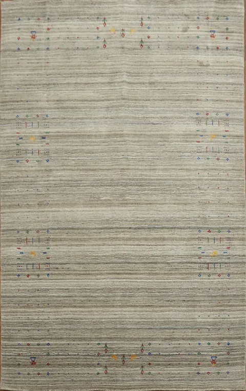Striped Wool Gabbeh Indian Area Rug 5x8