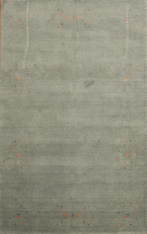 Handmade Gray Gabbeh Indian Area Rug 5x8