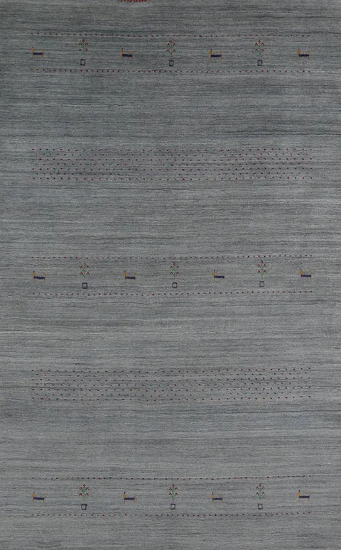 Striped Wool Gabbeh Indian Area Rug 5x8