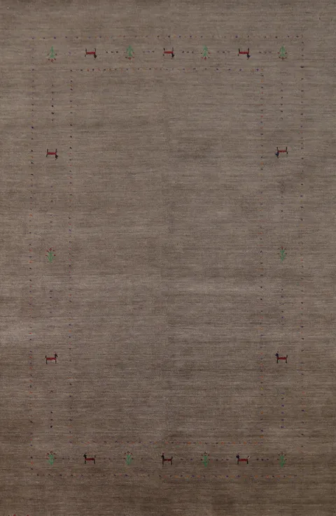 Brown Tribal Wool Gabbeh Indian Area Rug 5x8