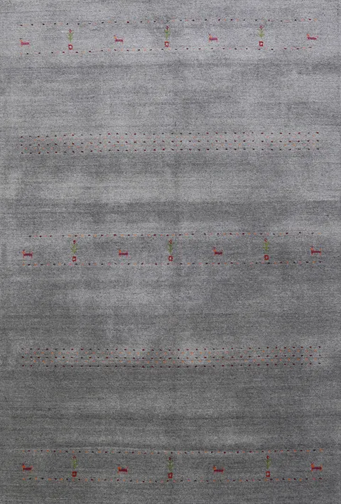 Tribal Gray Wool Gabbeh Indian Area Rug 5x8