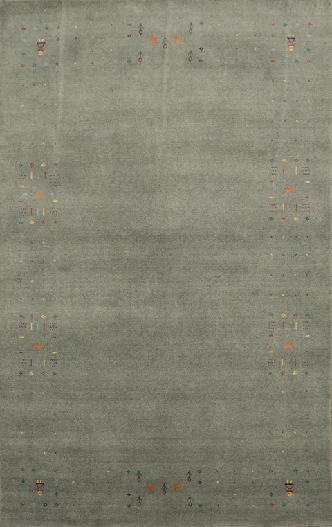 Tribal Gray Wool Gabbeh Indian Area Rug 5x8