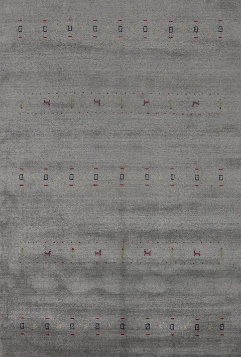 Gray Tribal Wool Gabbeh Indian Area Rug 5x8