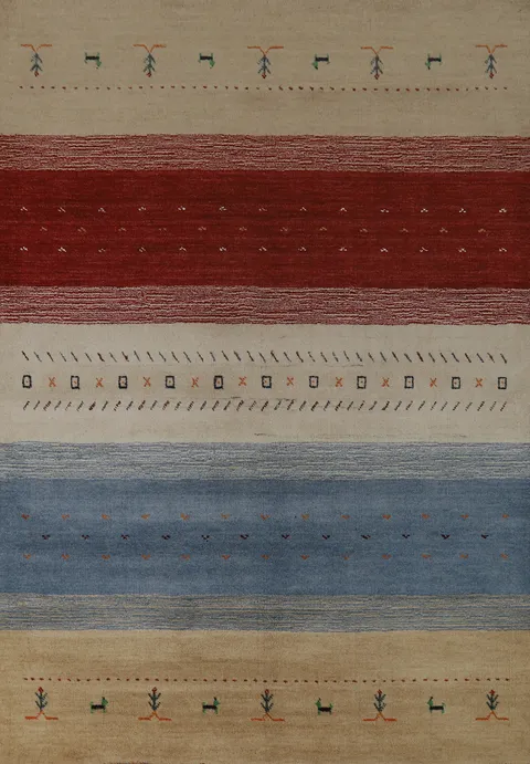 Striped Wool Gabbeh Indian Area Rug 5x8