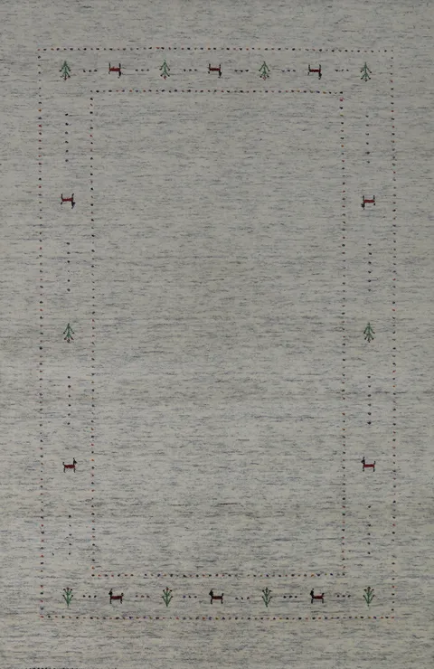 Tribal Wool Gabbeh Indian Area Rug 5x8