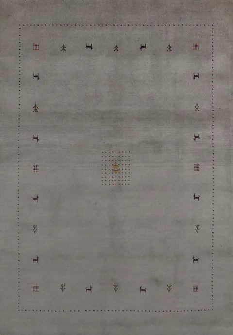 Handmade Gray Gabbeh Indian Area Rug 6x8