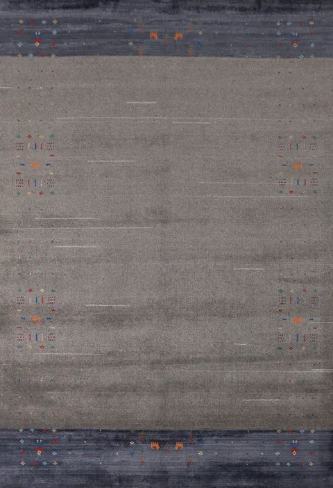 Gray Wool Gabbeh Indian Area Rug 5x8