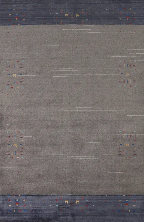 Handmade Gray Gabbeh Indian Area Rug 5x8