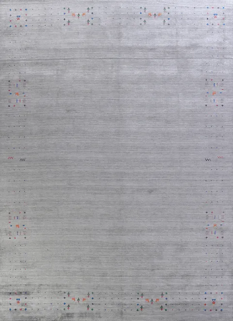Silver Gray Wool Gabbeh Oriental Area Rug 9x12