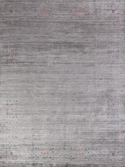 Silver Gray Silk Gabbeh Oriental Area Rug 8x10