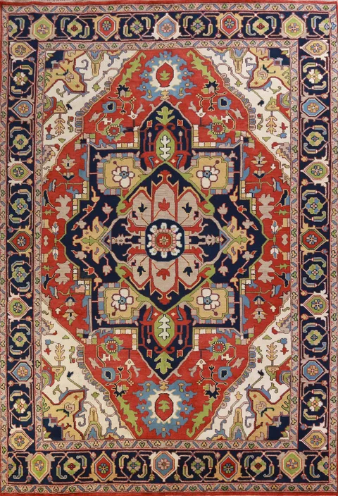 Medallion Wool Heriz Serapi Oriental Large Rug 10x14