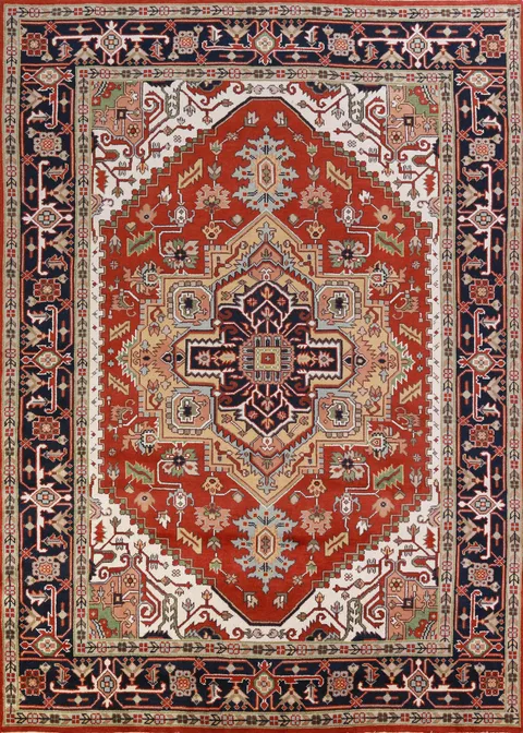Geometric Wool Heriz Serapi Oriental Area Rug 9x12