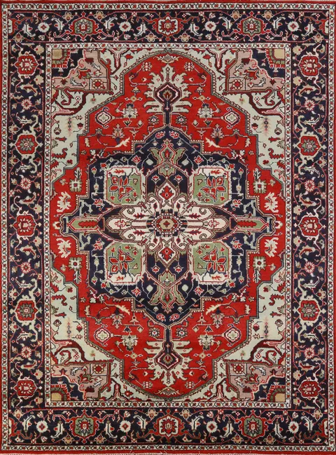 Geometric Red Wool Heriz Serapi Oriental Area Rug 8x10