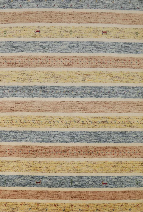 Striped Wool Tribal Gabbeh Indian Rug 4x6