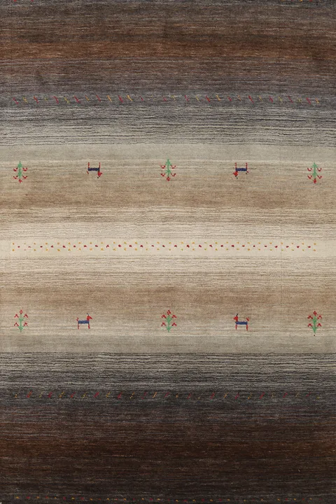 Stripe Wool Brown Gabbeh Indian Rug 4x6