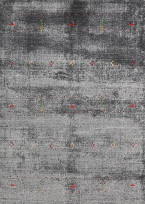 Gray Wool Tribal Gabbeh Indian Rug 4x6