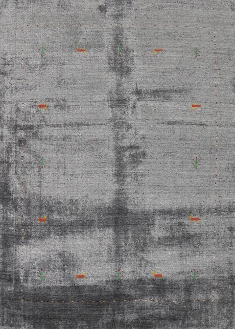 Handmade Gray Gabbeh Oriental Rug 4x6