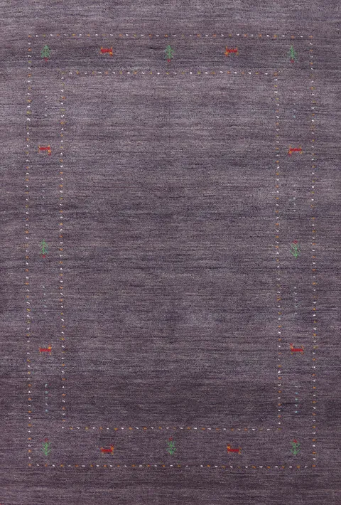 Purple Handmade Wool Gabbeh Oriental Rug 4x6
