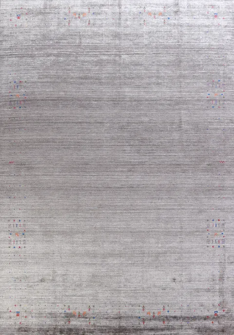 Striped Gray Gabbeh Indian Area Rug 9x12