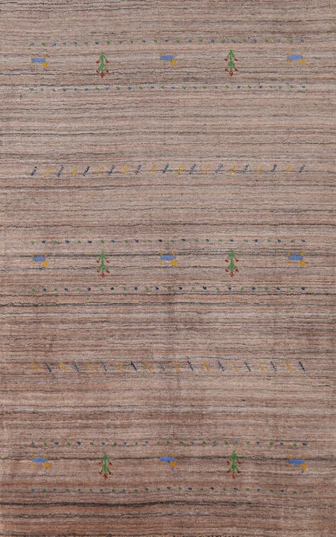 Striped Brown Wool Gabbeh Indian Rug 3x5