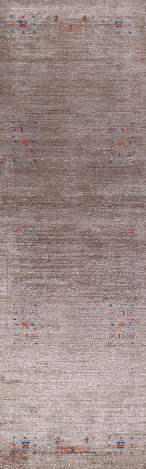 Brown Gabbeh Indian Runner Rug 3x12