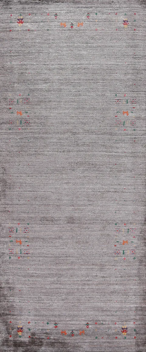 Tribal Gray Gabbeh Indian Runner Rug 3x10