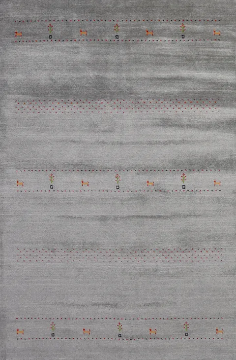 Gray Wool Gabbeh Indian Area Rug 5x8