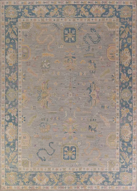 Vegetable Dye Oushak Turkish Area Rug 9x12