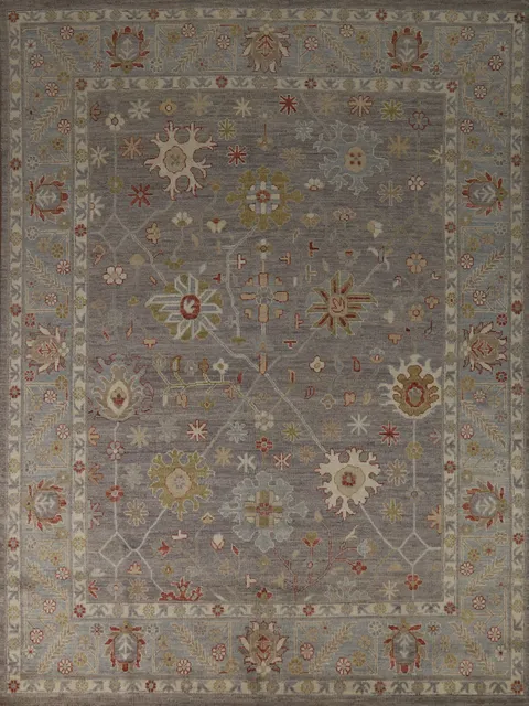 Vegetable Dye Gray Oushak Turkish Area Rug 8x10