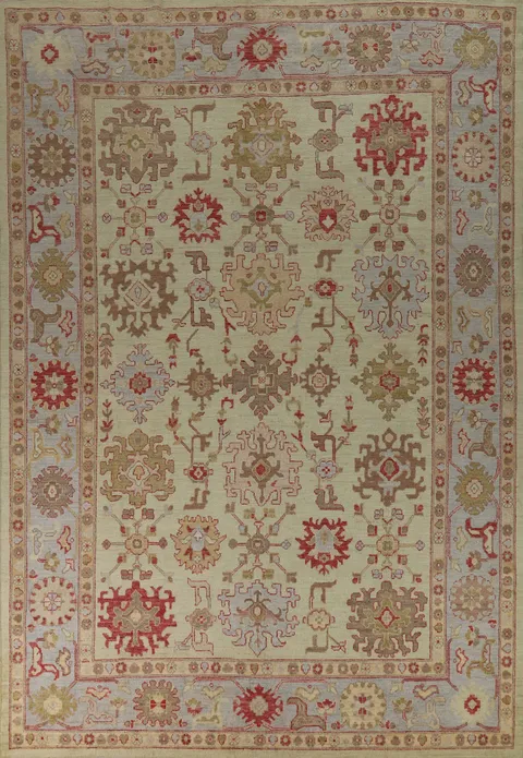 Vegetable Dye Green Oushak Turkish Area Rug 9x12