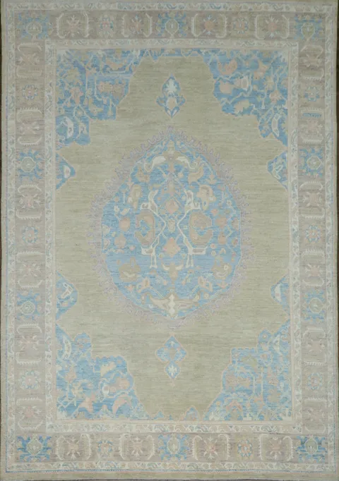 Vegetable Dye Oushak Turkish Area Rug 9x12