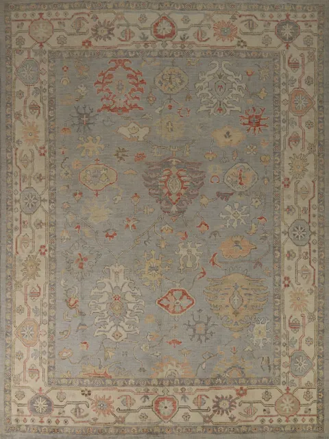 Vegetable Dye Floral Oushak Turkish Area Rug 8x10