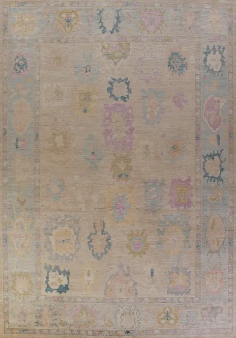Vegetable Dye Oushak Turkish Large Rug 10x14