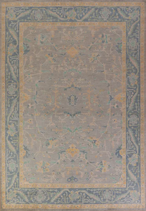 Vegetable Dye Wool Oushak Turkish Area Rug 9x12